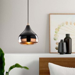 Plafonnier suspension luminaire Elprecious E27 couleur noir-bronze D17x112cm