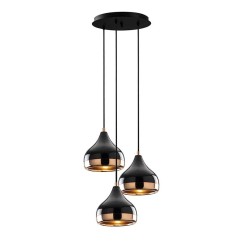 Plafonnier suspension luminaire trois lumières E27 noir-bronze Ö37x111cm