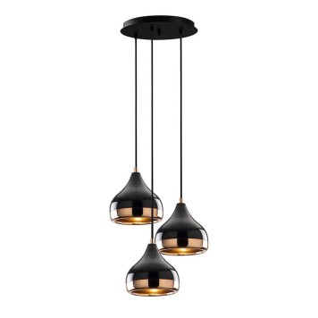 Plafonnier suspension luminaire trois lumières E27 noir-bronze Ö37x111cm
