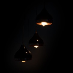 Plafonnier suspension luminaire trois lumières E27 noir-bronze Ö37x111cm