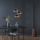 Plafonnier suspension luminaire trois lumières E27 noir-bronze Ö37x111cm