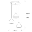 Plafonnier suspension luminaire trois lumières E27 noir-bronze Ö37x111cm