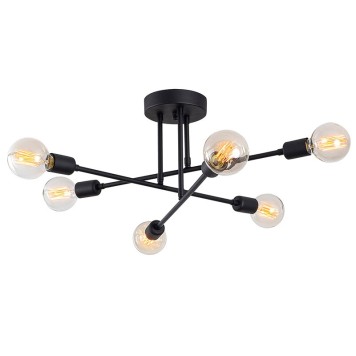 Plafonnier suspension luminaire Å27 en coloris noir D64x30cm