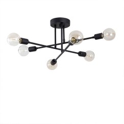 Plafonnier suspension luminaire Å27 en coloris noir D64x30cm