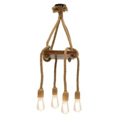 Plafonnier  suspension luminaire Å27 en couleur noyer-naturel-noir 24x24x102cm