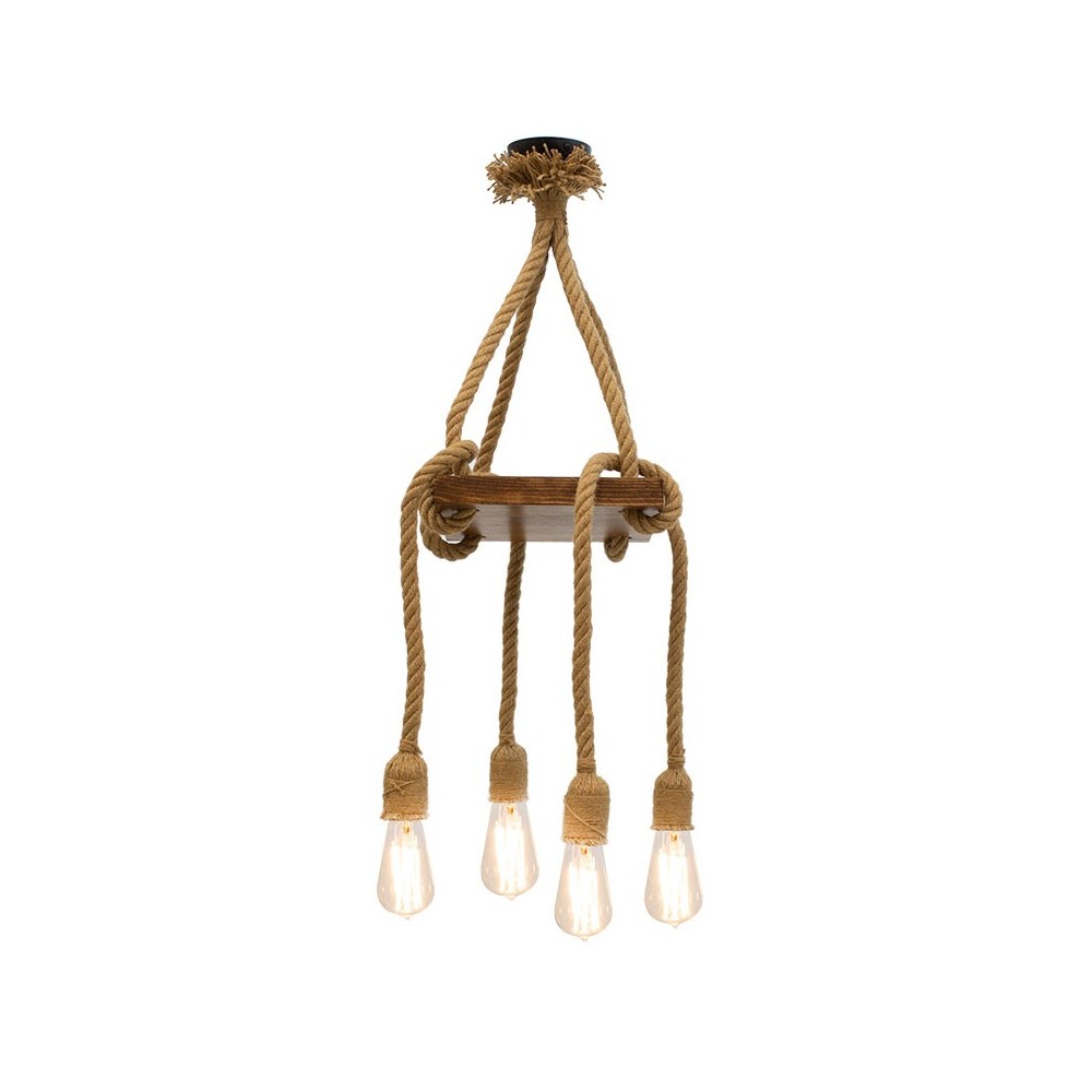 Plafonnier suspension luminaire Å27 en couleur noyer-naturel-noir 24x24x102cm Plafonnier suspension luminaire Å27 en couleur noyer-naturel-noir 24x24x102cm