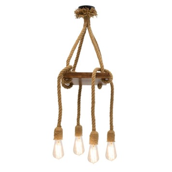 Plafonnier  suspension luminaire Å27 en couleur noyer-naturel-noir 24x24x102cm