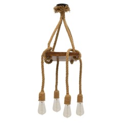 Plafonnier  suspension luminaire Å27 en couleur noyer-naturel-noir 24x24x102cm