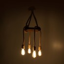 Plafonnier  suspension luminaire Å27 en couleur noyer-naturel-noir 24x24x102cm