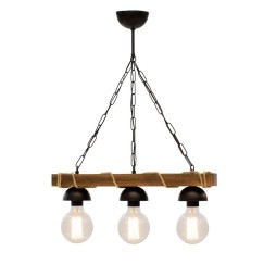 Plafonnier suspension luminaire  Å27 en couleur noyer-noir 50x8,5x59,5cm
