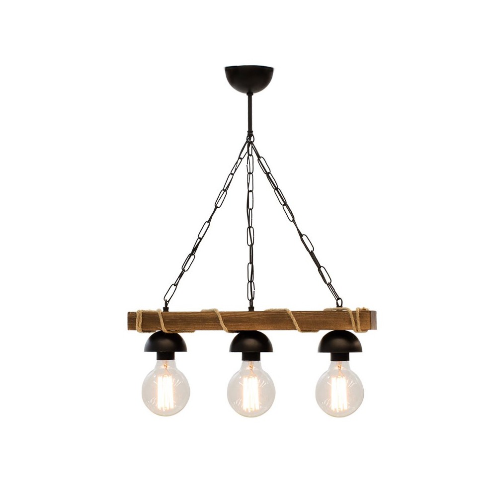 Plafonnier suspension luminaire Å27 en couleur noyer-noir 50x8,5x59,5cm Plafonnier suspension luminaire Å27 en couleur noyer-noir 50x8,5x59,5cm