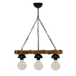 Plafonnier suspension luminaire  Å27 en couleur noyer-noir 50x8,5x59,5cm