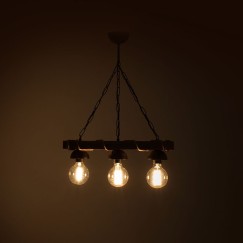 Plafonnier suspension luminaire  Å27 en couleur noyer-noir 50x8,5x59,5cm