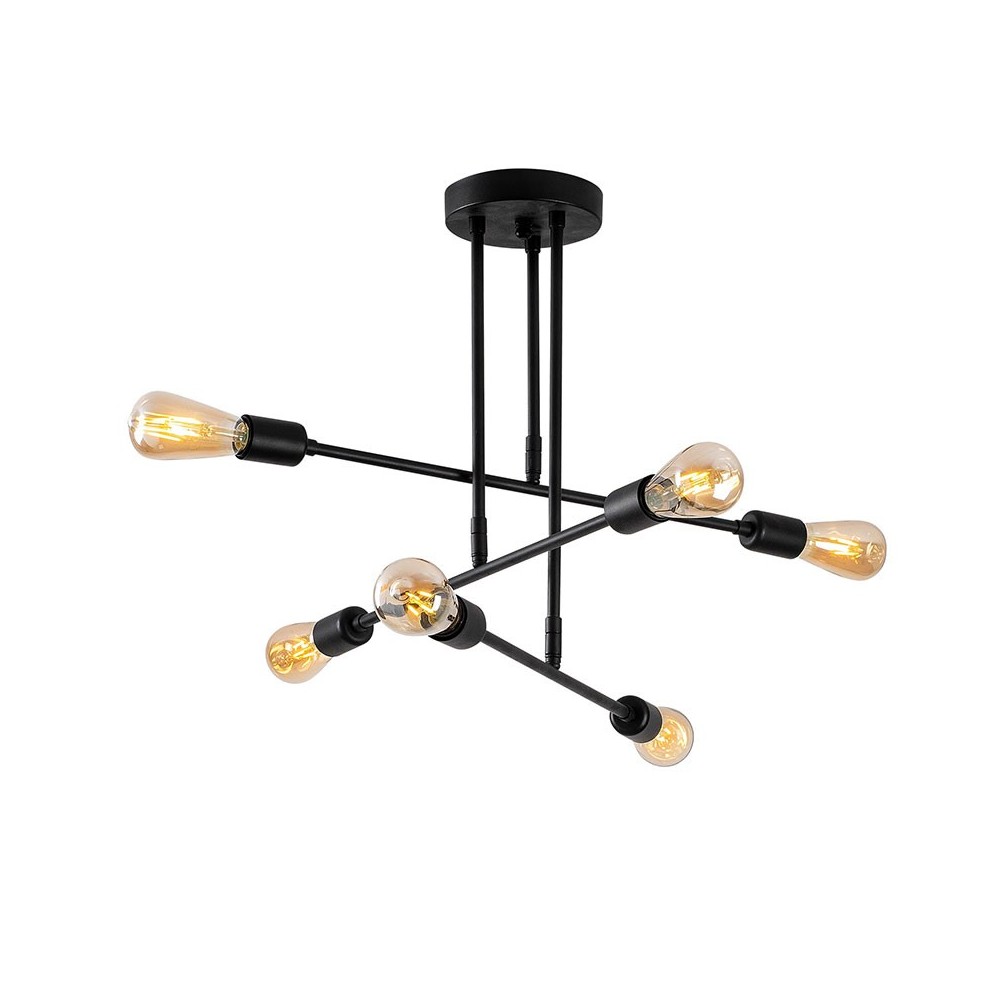 Plafonnier suspension luminaire Å27 en coloris noir D75x50cm Plafonnier suspension luminaire Å27 en coloris noir D75x50cm