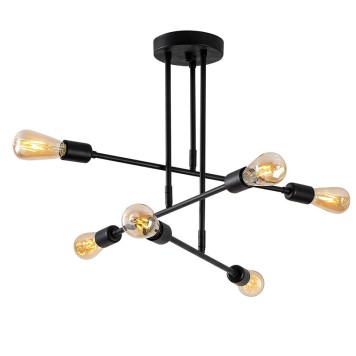Plafonnier suspension luminaire Å27 en coloris noir D75x50cm