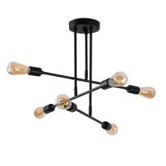 Plafonnier suspension luminaire Å27 en coloris noir D75x50cm
