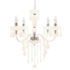 Plafonnier suspension luminaire  en métal  Å14 acrylique de couleur blanche 43x43x135cm