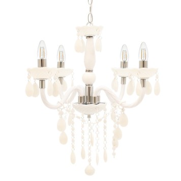 Plafonnier suspension luminaire  en métal  Å14 acrylique de couleur blanche 43x43x135cm