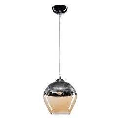 Plafonnier  suspension luminaire Å27 métal anthracite-verre beige D19x90cm