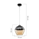 Plafonnier  suspension luminaire Å27 métal anthracite-verre beige D19x90cm