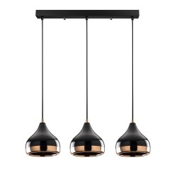 Plafonnier suspension luminaire trois lumières E E27 noir-bronze 67x17x110cm