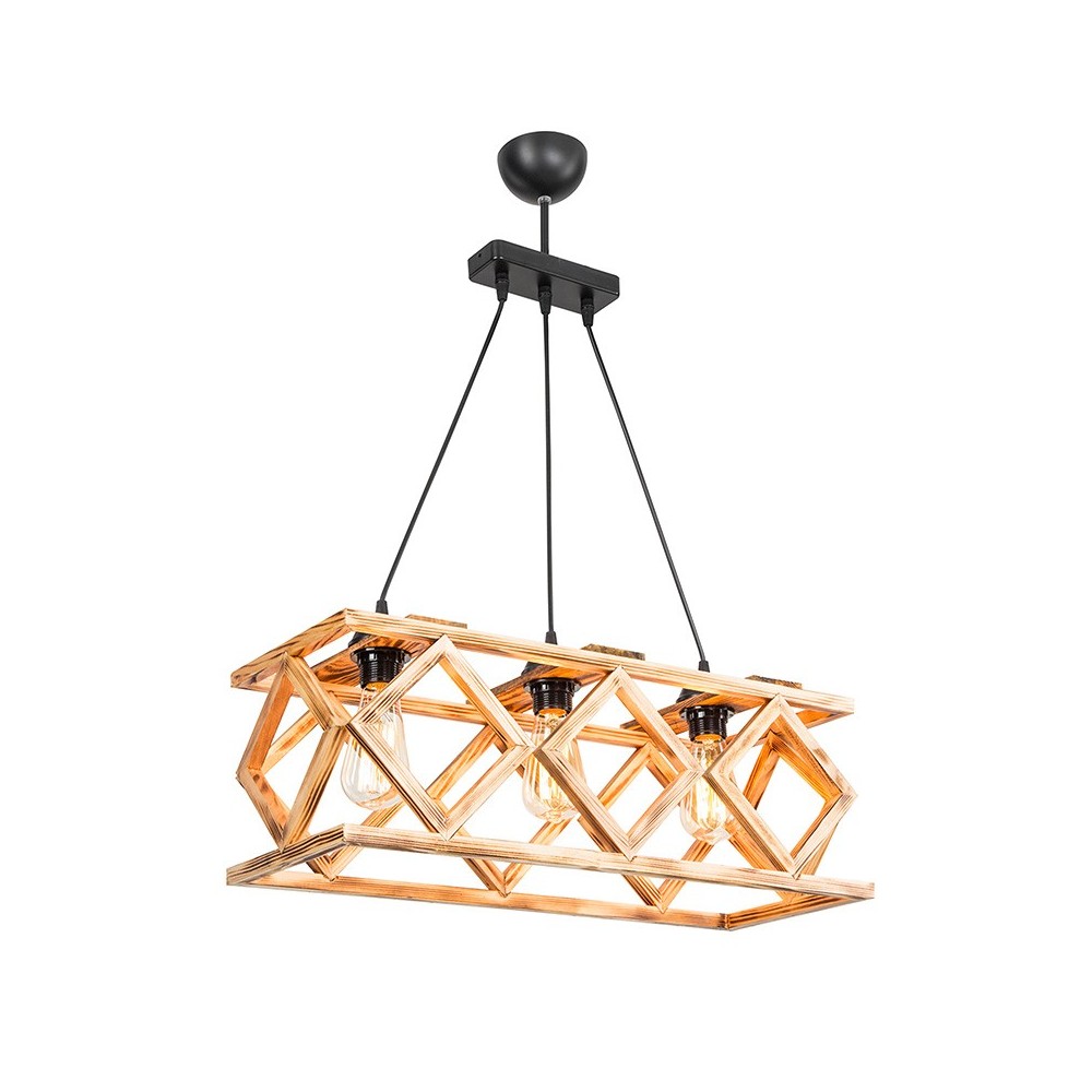 Plafonnier suspension luminaire Å27 métal noir-naturel 58x22,5x80cm Plafonnier suspension luminaire Å27 métal noir-naturel 58x22,5x80cm