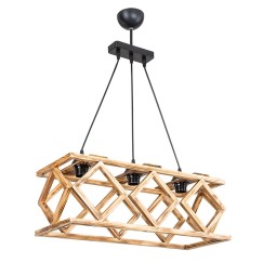 Plafonnier suspension luminaire Å27 métal noir-naturel 58x22,5x80cm