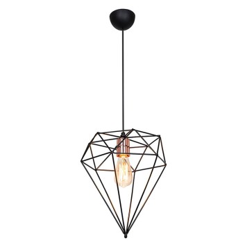 Plafonnier suspension luminaire  Å27 métal noir D30x35cm