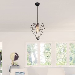 Plafonnier suspension luminaire  Å27 métal noir D30x35cm