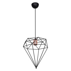 Plafonnier suspension luminaire  Å27 métal noir D30x35cm