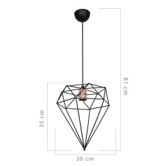 Plafonnier suspension luminaire  Å27 métal noir D30x35cm