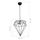 Plafonnier suspension luminaire  Å27 métal noir D30x35cm