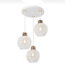Plafonnier suspension luminaire  3 lumières  E27 blanc-doré D30x85cm