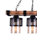 Plafonnier suspension luminaire 3 lumières PWL-1046 E27 noir-noyer 50x15x65cm