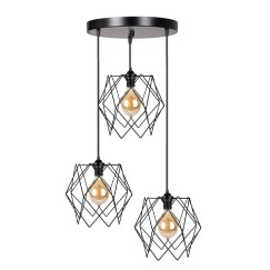 Plafonnier suspension luminaire 3 lumières Zocie E27 noir D30x85cm