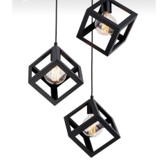 Plafonnier suspension luminaire  3 lumières Deepora E27 noir D30x85cm