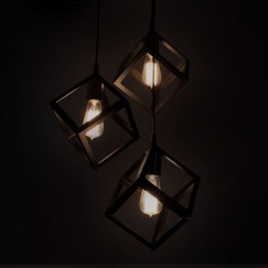 Plafonnier suspension luminaire  3 lumières Deepora E27 noir D30x85cm