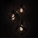 Plafonnier suspension luminaire  3 lumières Deepora E27 noir D30x85cm