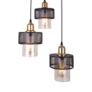 Plafonnier suspension luminaire  3 lumières  E27 noir-or D30x85cm