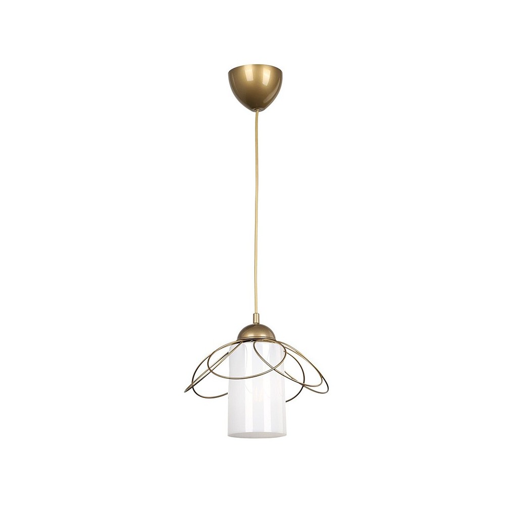 Plafonnier suspension luminaire E27 en couleur blanc-doré antique D20x65cm Plafonnier suspension luminaire E27 en couleur blanc-doré antique D20x65cm