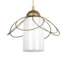 Plafonnier suspension luminaire  E27 en couleur blanc-doré antique D20x65cm