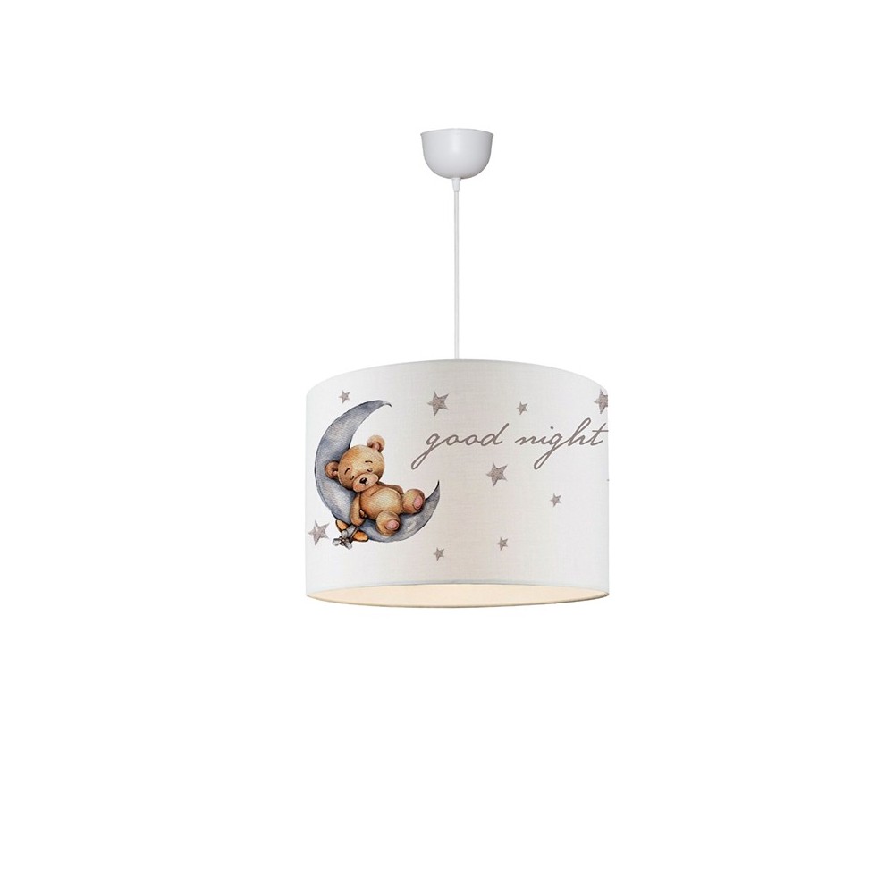 Plafonnier suspension luminaire pour enfant E27 blanc-gris D28x20cm Plafonnier suspension luminaire pour enfant E27 blanc-gris D28x20cm