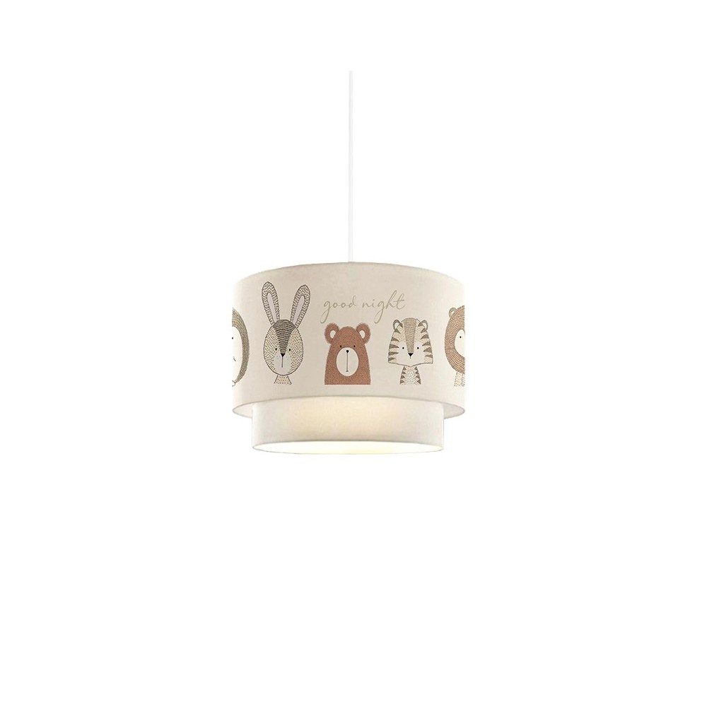 Plafonnier suspension luminaire pour enfants E27 blanc-gris-marron D30x20cm Plafonnier suspension luminaire pour enfants E27 blanc-gris-marron D30x20cm