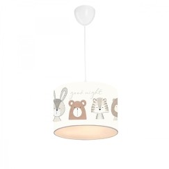 Plafonnier suspension luminaire pour enfant E27 gris-blanc D24x20cm