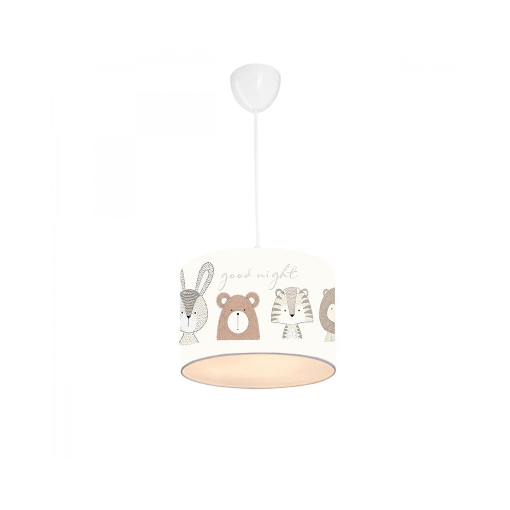 Plafonnier suspension luminaire pour enfant E27 gris-blanc D24x20cm Plafonnier suspension luminaire pour enfant E27 gris-blanc D24x20cm
