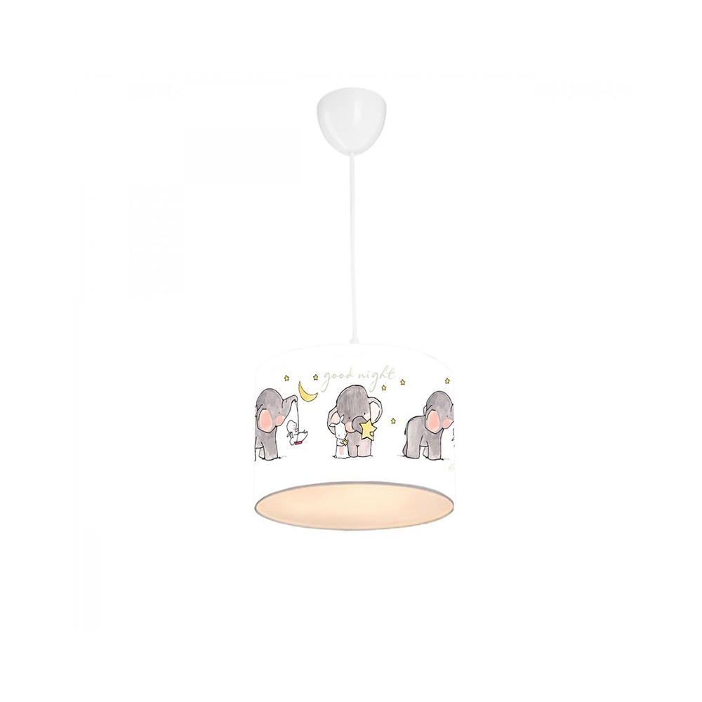 Plafonnier suspension luminaire pour enfant E27 blanc-gris D24x20cm Plafonnier suspension luminaire pour enfant E27 blanc-gris D24x20cm