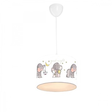 Plafonnier suspension luminaire pour enfant E27 blanc-gris D24x20cm