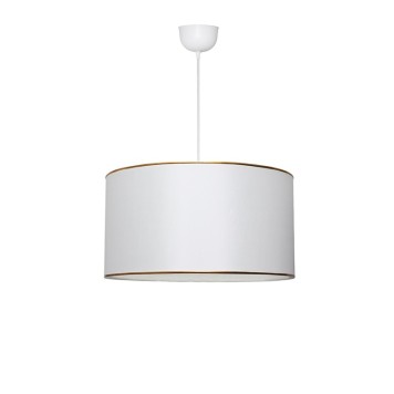 Plafonnier suspension luminaire E27 blanc-doré D38x21cm