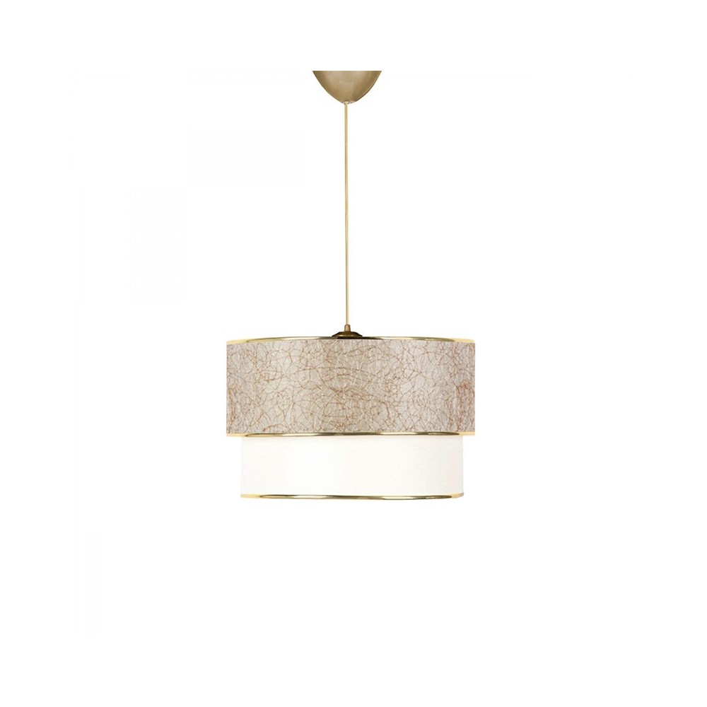 Plafonnier suspension luminaire E27 écru-doré D30x20cm Plafonnier suspension luminaire E27 écru-doré D30x20cm