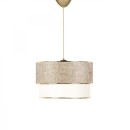 Plafonnier suspension luminaire E27 écru-doré D30x20cm